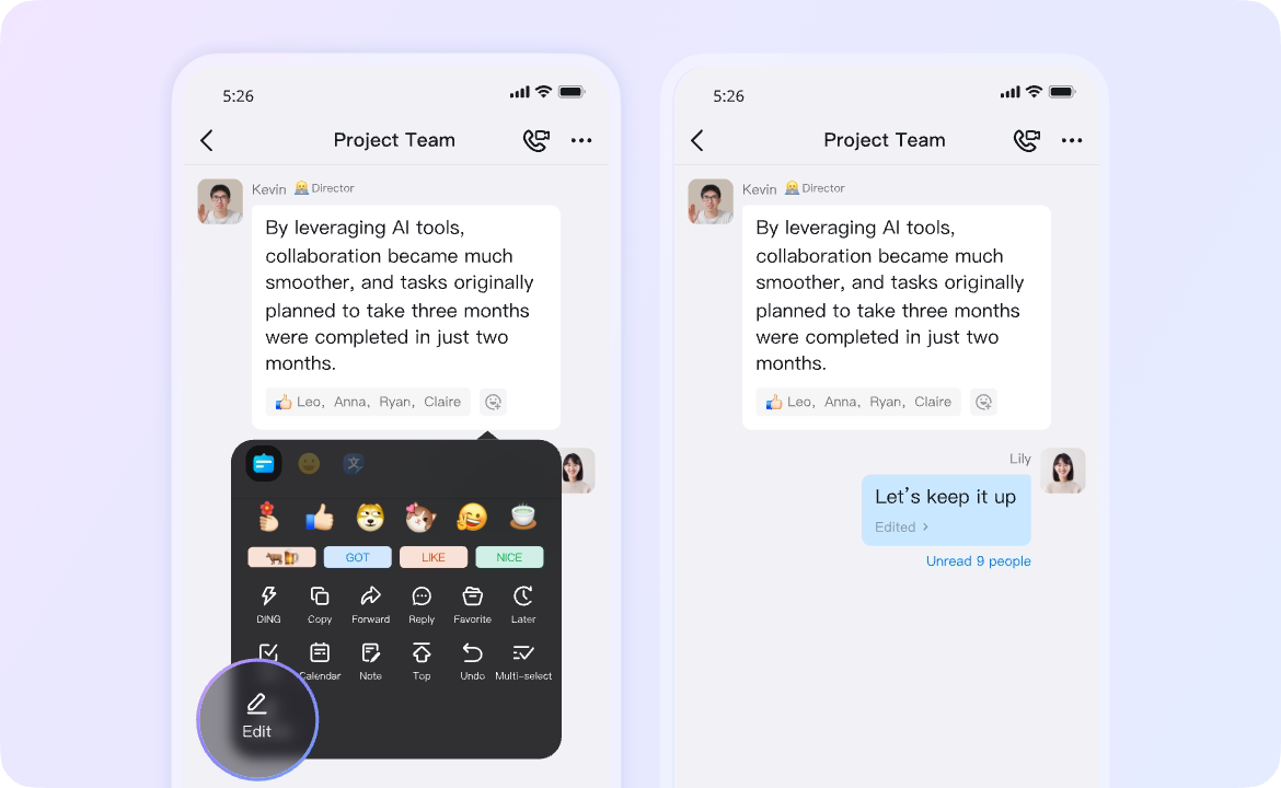 Messages can be re-edited