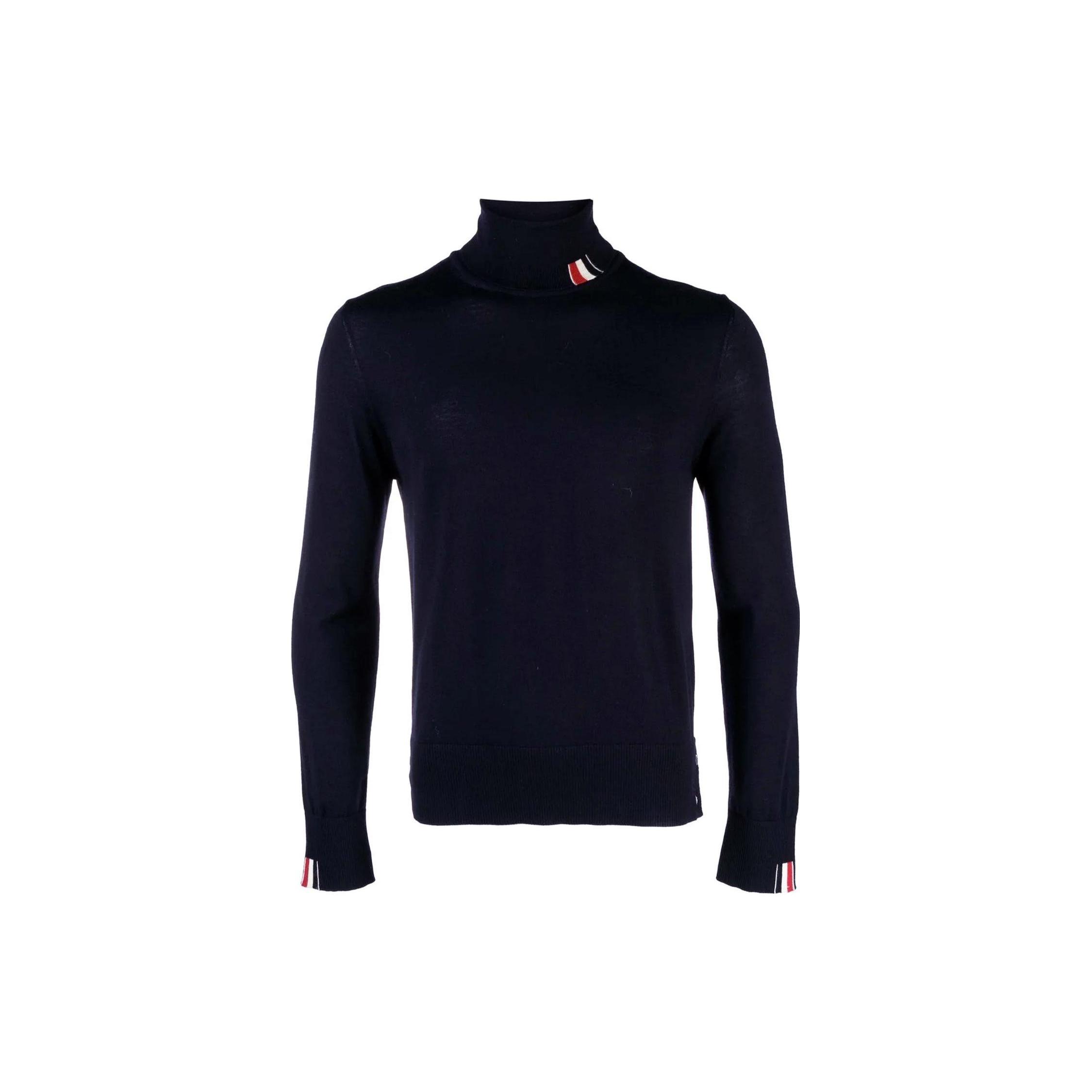 THOM BROWNE FW23 修身高领标志细节毛衣 男款 蓝色