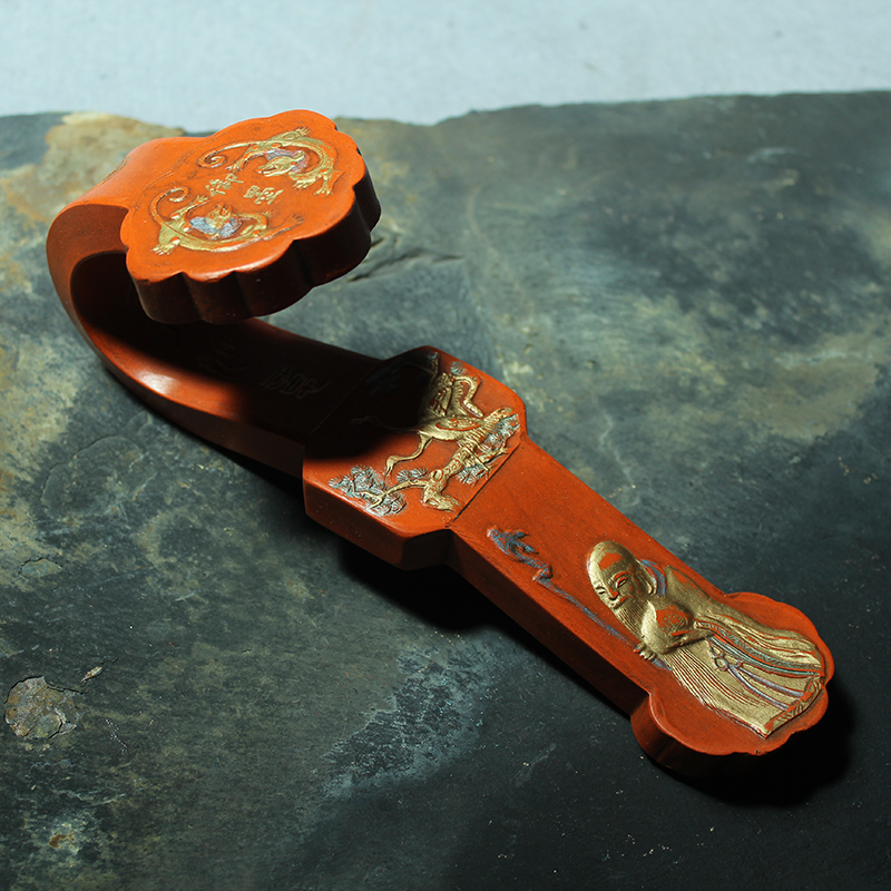 Auspicious Ruyi Town house auspicious cinnabar old ink ingot ink block study four treasures emblem ink collection decoration ornaments