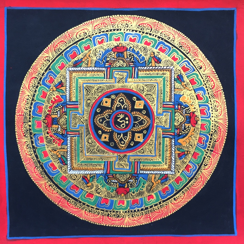 Good gift to send frame] Pure hand-painted thangka gold six-character mantras Nepal hand-painted thangka TR12