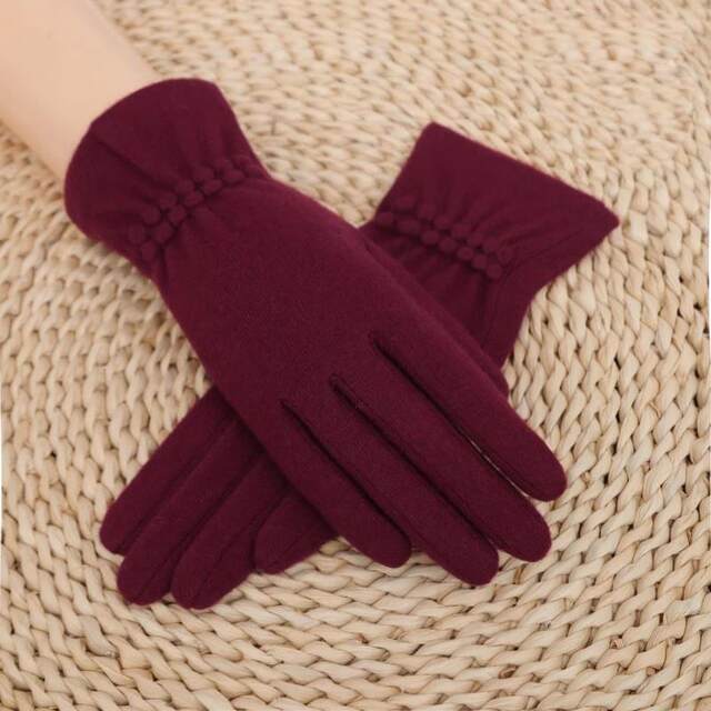 New autumn and winter single women's wool gloves to keep warm, split-finger cycling, touch screen, Korean version, fashionable decoration for the elderly, middle-aged and young people