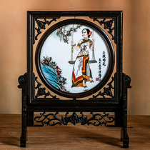 Rare old porcelain appreciation plate Hongjiang big ball mud hand-painted porcelain plate from the 1960s beauty hanging plate antique ornaments with bracket