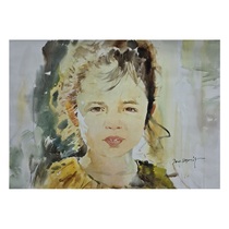 North Korean realistic character watercolor painting Little Girl in the Sun by Baek Ming-hak (the author can customize it personally)