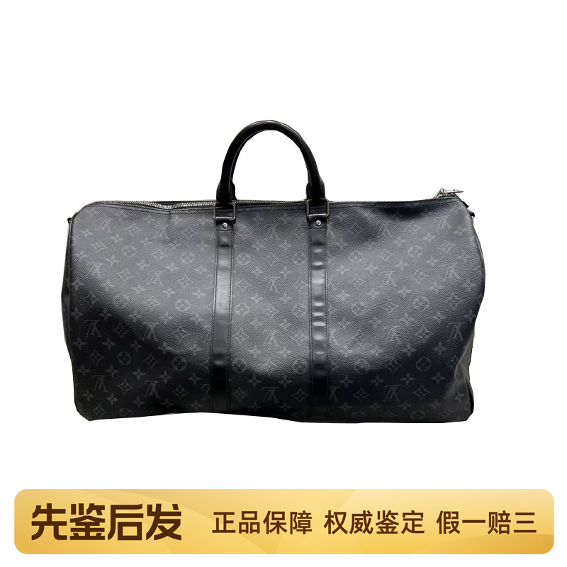 [98 New] Lv Louis Vuitton Keepall55 Black Floral Travel Bag Luggage Bag Hand-Held Shoulder Crossbody Men's Bag
