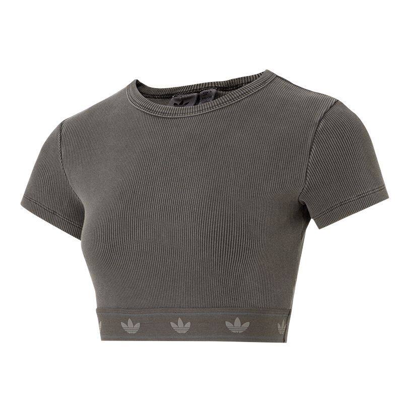 adidas originals  Top 辣妹修身透气圆领短款短袖  SS25T恤 女款
