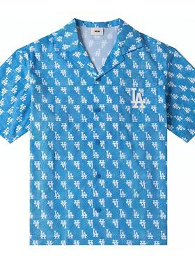 MLB MLB 老花洛杉矶道奇队 SS24 满印休闲舒适翻领短袖衬衫