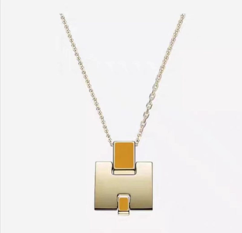 [98% New] Hermes/Eileen Classic H Mango Yellow Women's Necklace