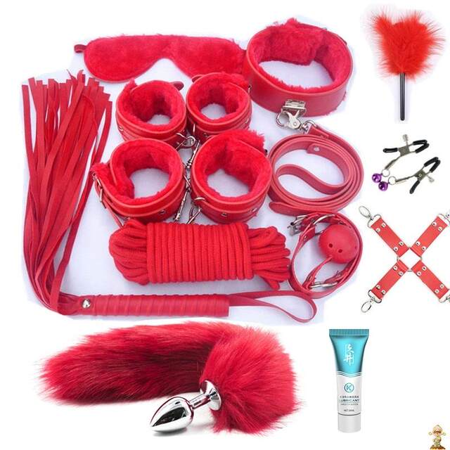 Conditioning education male and female friends props binding traction rope props female plush leather spanking tool set