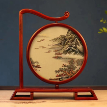 Suzhou embroidery finely polished pure handmade rosewood double-sided embroidery ornaments Ancient Landscape Chinese style craft gifts