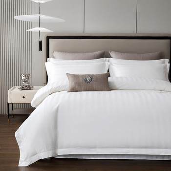 Hotel bedding four-piece bedroom style 006209 white bed sheet quilt quilt 6-piece set bed cover guest suite
