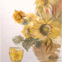 (Original watercolor) Fu Binjies Warm Sun watercolor on paper original floral decorative painting Provincial Artists Association