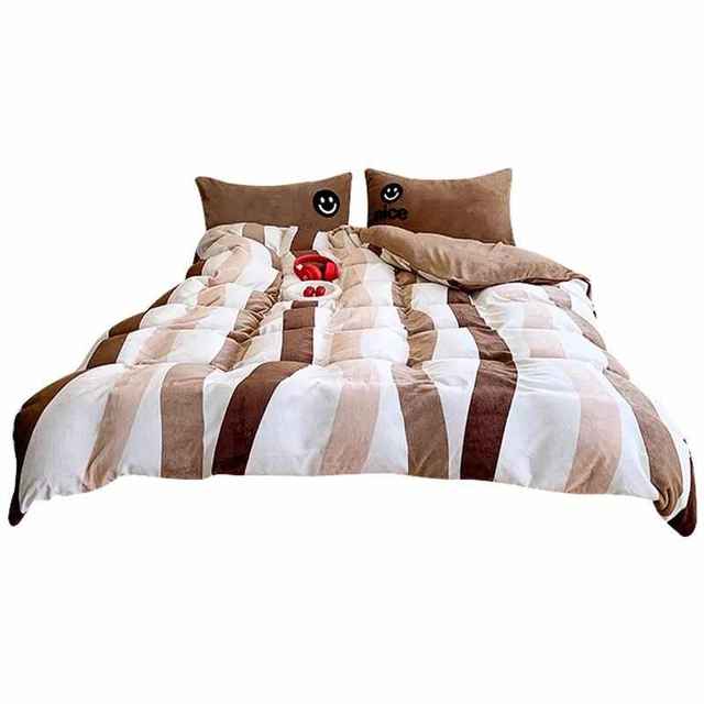 British MOMOWSSE Gaoke Heavy Maillard Caramel Brown Milk Fleece Four-piece Set Plus Fleece Thickened Bedding Clothes