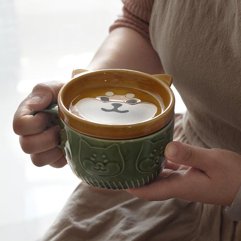 Shiba Inu Panda Mug with Lid Household Water Cup Coffee Cup Breakfast Yogurt Milk Oatmeal Cup Dormitory Cup Shiba Inu Panda Mug with Lid Household Water Cup Coffee Cup Breakfast Yogurt Milk Oatmeal Cup Dormitory Cup