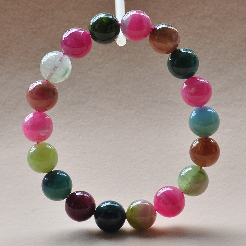 10 6mi 34 7g candy-colored rainbow single-loop bracelet Brazilian natural tourmaline bracelet female Wangfu 11857