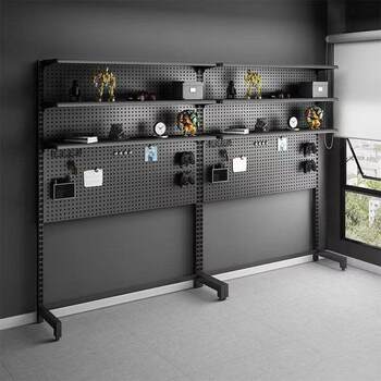 Zhuomic vertical hole board storage rack floor-standing e-sports room decoration metal storage shelf punch-free computer
