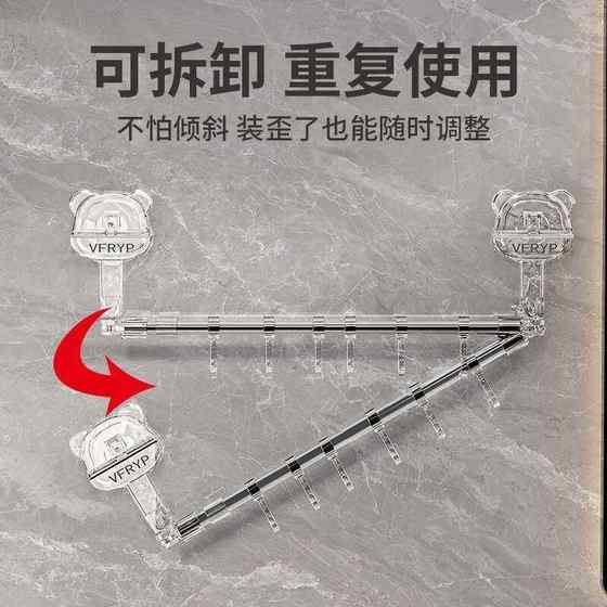 强力吸盘毛巾架壁挂免打孔浴巾收纳可伸缩浴室毛巾挂杆水槽沥水袋