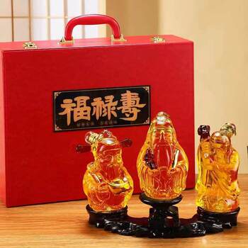 New fu lu shou wine bottle household glass bubble wine bottle art ornament gift seal wine bottle transparent bubble wine bottle