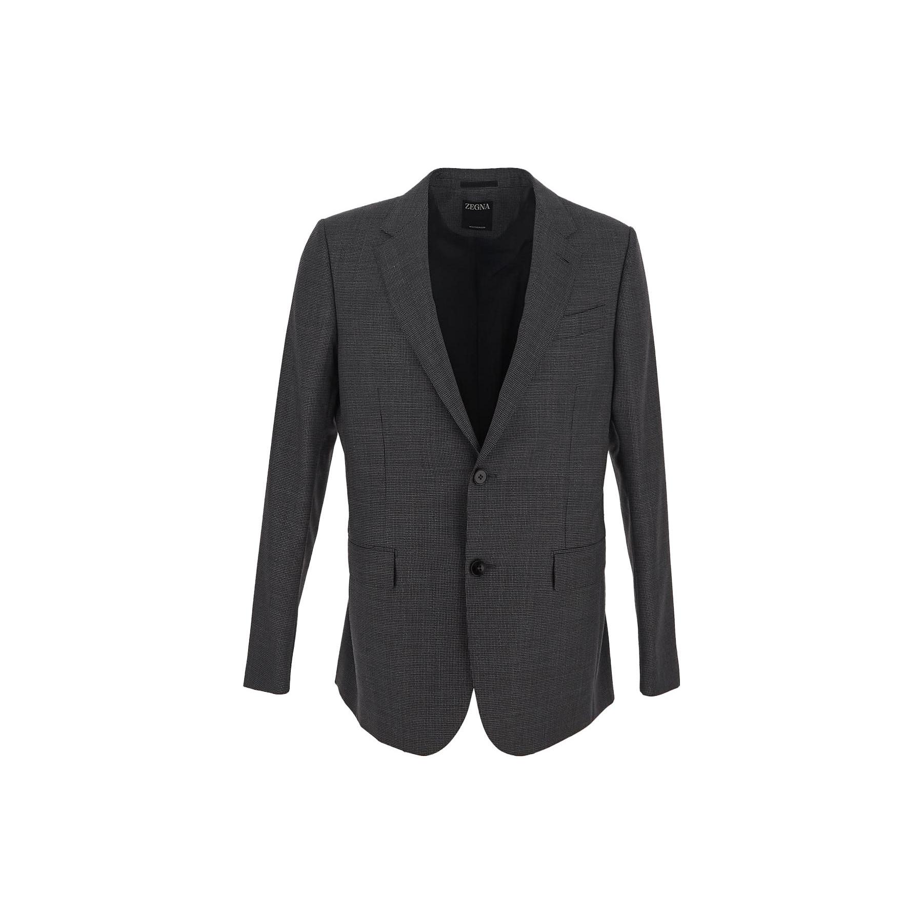 Zegna 单排扣长袖西装中腰直筒休闲裤西装套装 男款 灰色