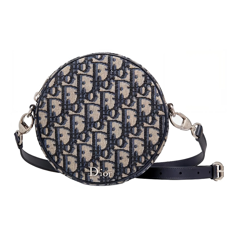 9.9 New Dior/Dior Canvas and Calfskin Denim Blue Women's Small Shoulder Crossbody Bag