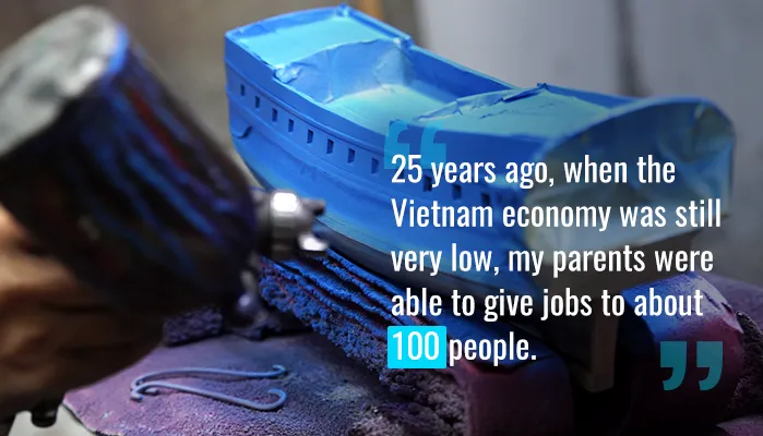 25 years ago, my parents were able to give jobs to 100 people.
