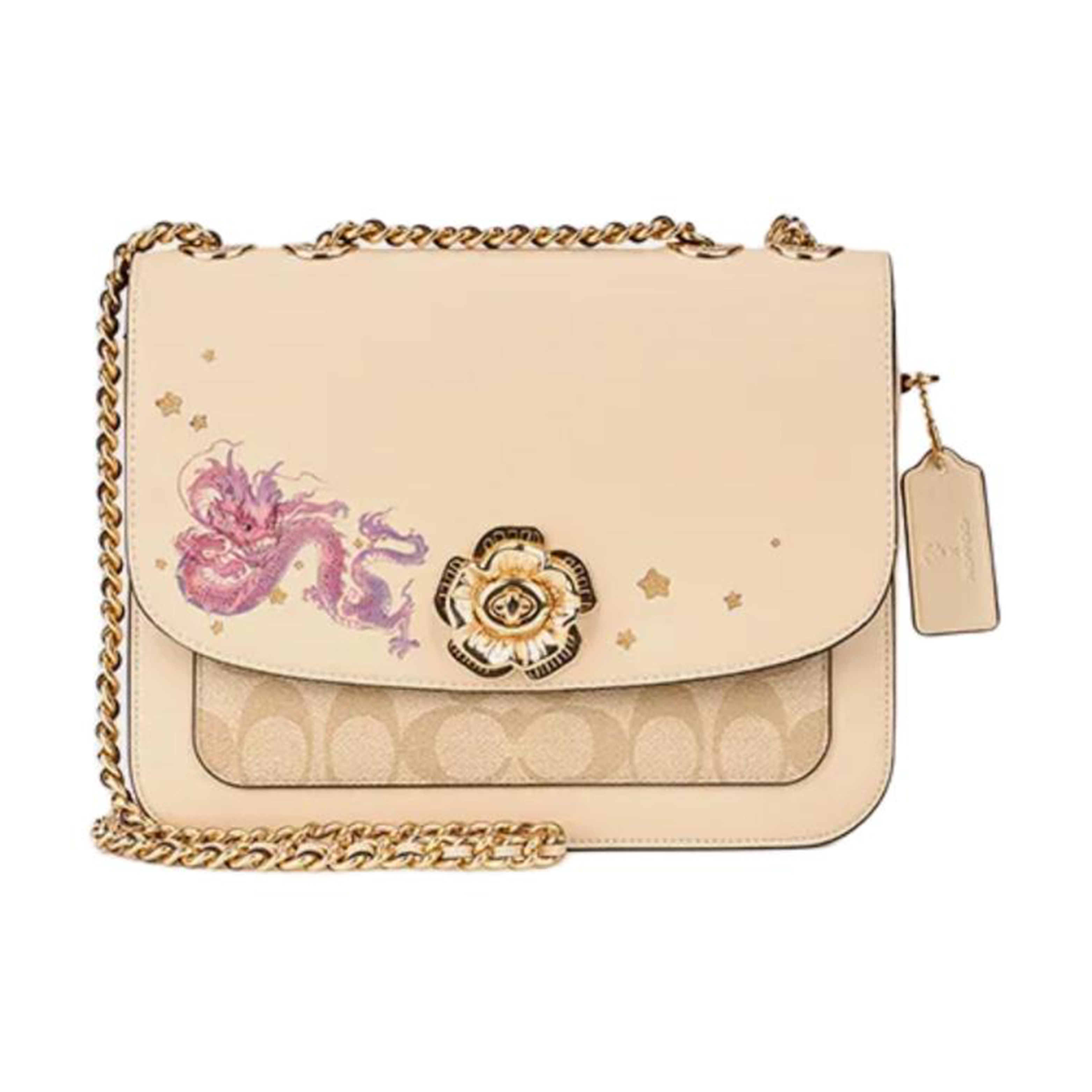 未使用Coach/蔻驰Madison 24牛皮革配PVC拼色女款中号单肩包