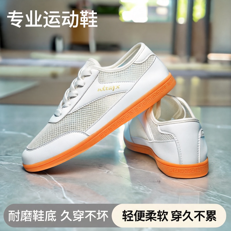 Wu Le Tai Chi Shoes for Women and Men, Hollow Breathable Mesh Tai Chi Shoes with Beef Tendon Soles, Microfiber Leather Summer Sports Practice Shoes