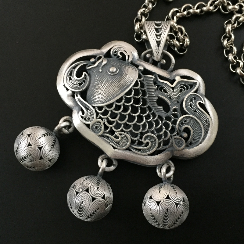 999 foot silver years with more than one safety lock pendant engraving necklace silver carving technique SX74