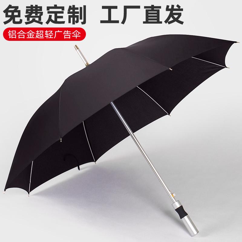 Aluminum Alloy Windproof Advertising Umbrella, Extra Large Straight Handle Business Double Long Handle Umbrella, Men's Custom Logo Umbrella with Printed Text
