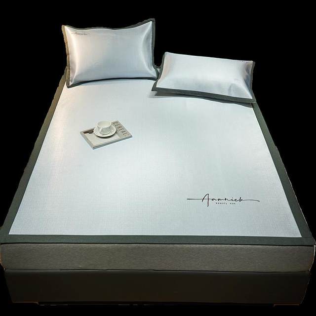 Summer ice silk mat bed cover style washable three-piece set household rattan high-end soft mat student dormitory bed sheets