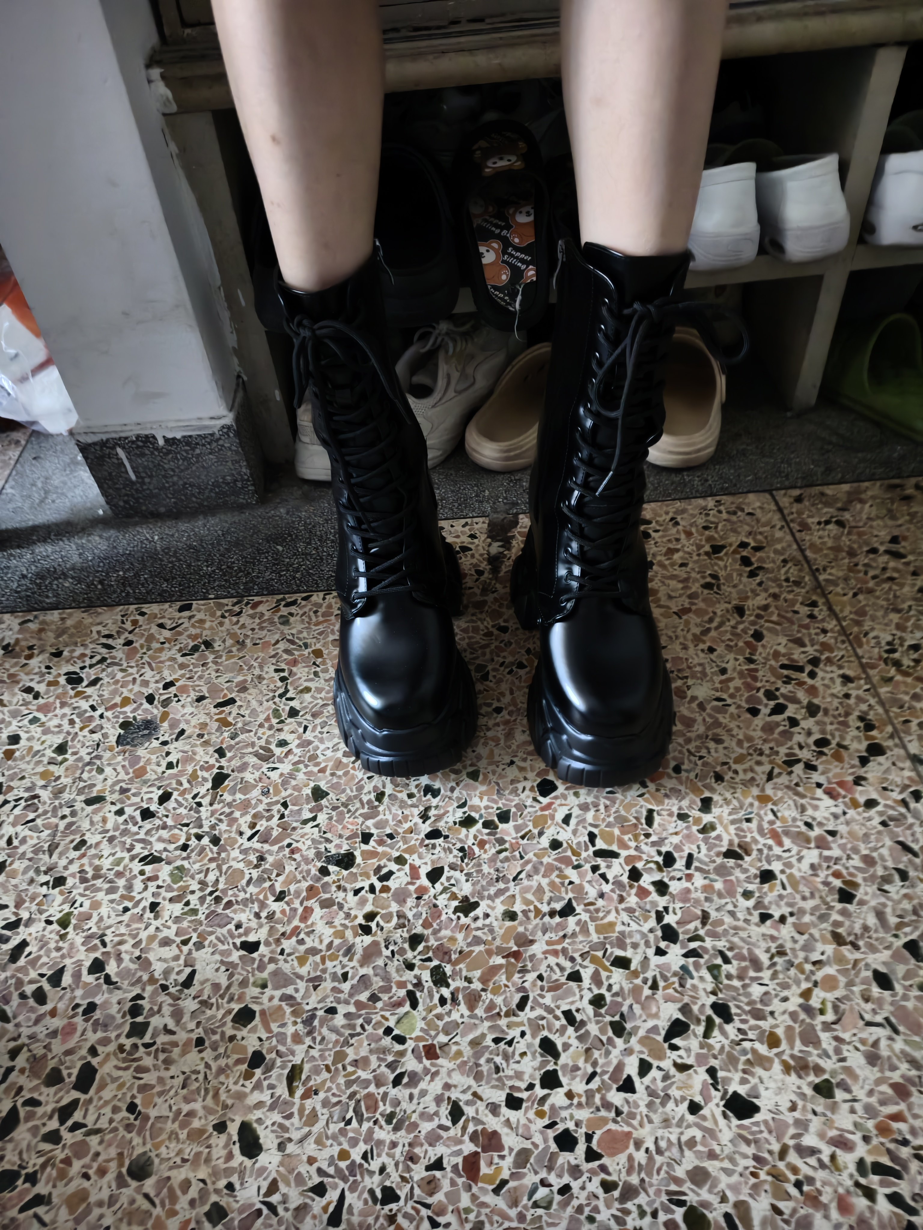 18cm马丁靴1.0 ～末日小豆子cosplay 隐形厚底增高鞋-淘宝网