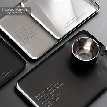 Industrial style black square stainless steel metal tray dinner plate tea set storage baking pan dining room oven kitchen home