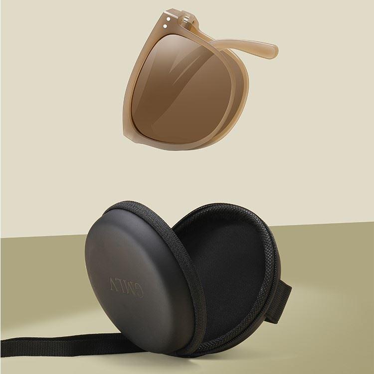 2026 New Style Sunglasses Foldable Zipper Portable Fashionable Leather Round Glasses Case Personalized Storage Bag Storage Box 2026 New Style Sunglasses Foldable Zipper Portable Fashionable Leather Round Glasses Case Personalized Storage Bag Storage Box