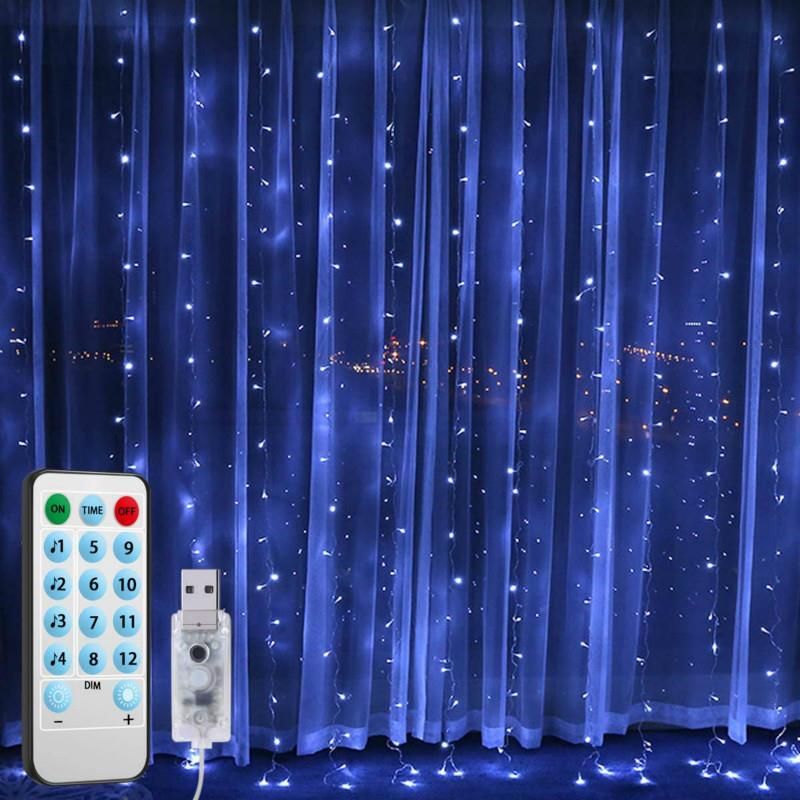 Cross-Border Decorative Lights USB Music Sound-Controlled Curtain Lights Copper Wire String Lights Christmas Lighting Led Star Ice Strip Lights