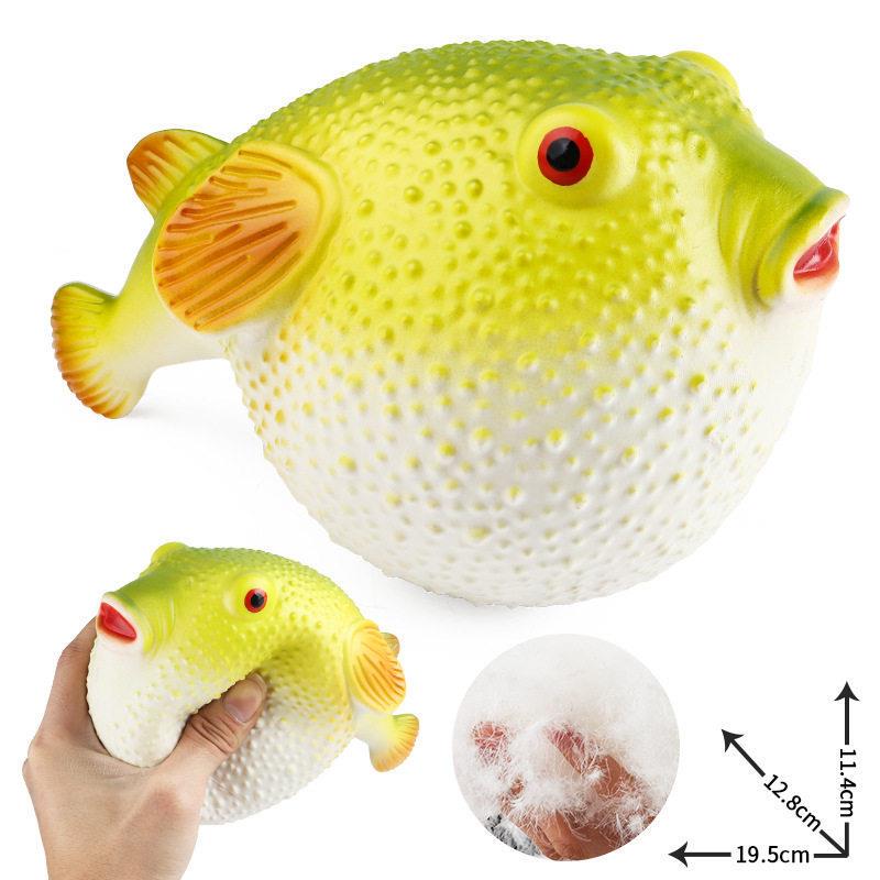 Large Pufferfish Simulation Soft Rubber Bubble Fish Blowfish Pufferfish Toy Soft Model Animal Children's Gift