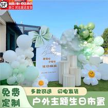 Babys first birthday outdoor birthday party layout childrens decoration scene internet celebrity boys and girls camping background wall kt board