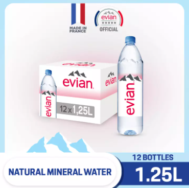 Evian Natural Mineral Water 12x 1.25L