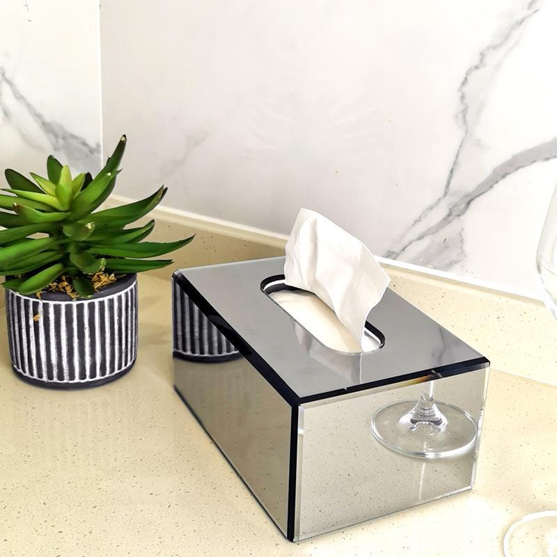 Designer Tissue Box, Light Luxury Style Tissue Box, European and American Style for Living Room, Creative Mirror-Style for Home Use, Coffee Table, Hotel Design