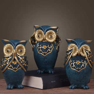 工艺品客厅陶瓷猫头鹰摆件装饰品可爱个性创意家居摆设美式酒柜小