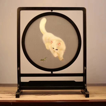 Su embroidery pure hand embroidery purple sandalwood double-sided embroidery ornament Play new Chinese style craft gift