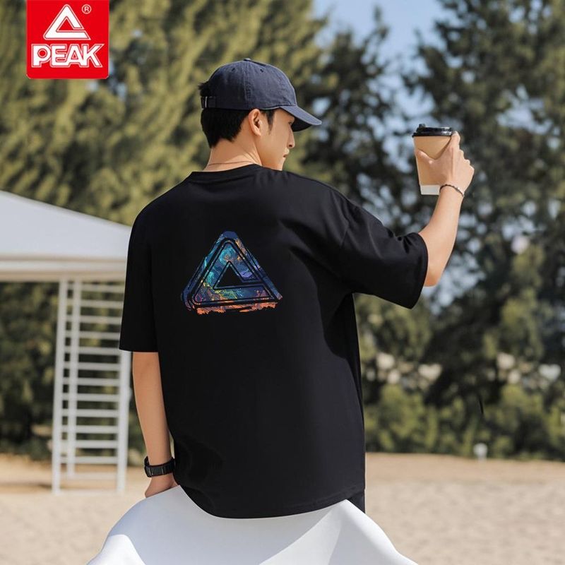 匹克运动T恤男女同款夏季透气纯棉短袖跑步休闲圆领半袖上衣