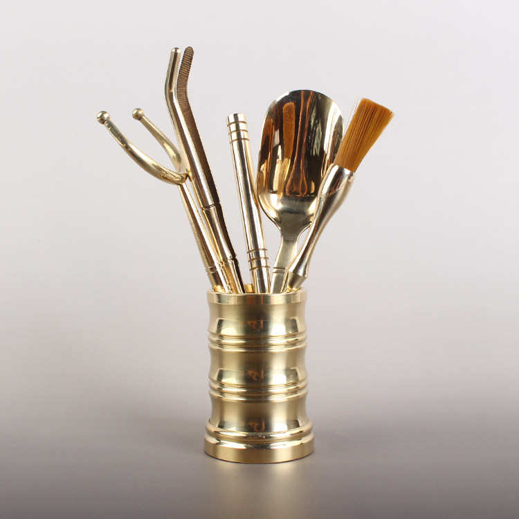 Tea ceremony Six Gentlemen Set Kung Fu Tea Set Accessories Complete Collection of Brass 6 Gentlemen Drinking Tea Maker Tool Tea Knife Tea Washing
