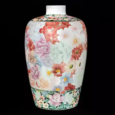 Heavy Chinese ceramic Art Lifetime Achievement Award Provincial Gongmei Master Yuan Shufan vase decoration hundred flowers bloom