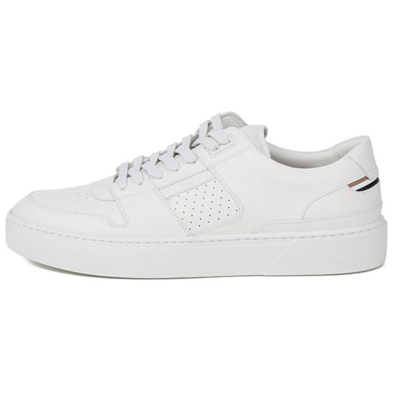 HUGO BOSS 皮革 圆头系带 包脚平底 低帮 板鞋 男款 白色