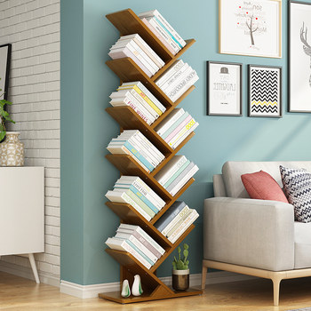 Household multi-layer storage bookshelf solid wood storage children's floor-standing multi-function book m cabinet living room desk student