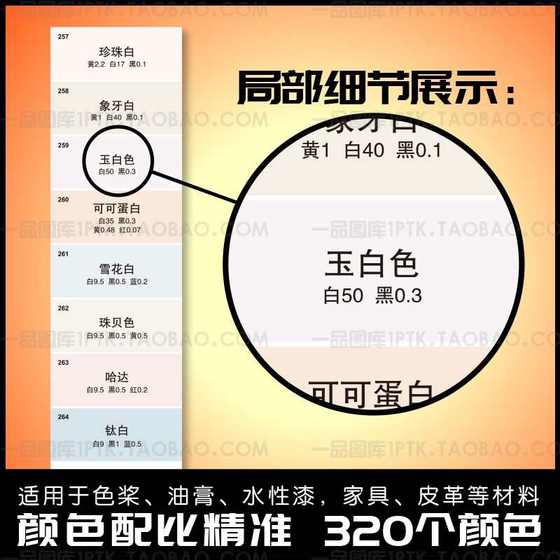 调色卡配方比例色卡家具维修皮衣皮革色粉油漆色膏喷漆上色教程卡