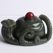 329 72g healthy delicate and oily old Hetian jade carved evergreen snuff bottle ornaments