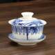 Household tea bowl three-cup covered bowl teacup large blue and white porcelain set ceramic white porcelain Kung Fu tea set single