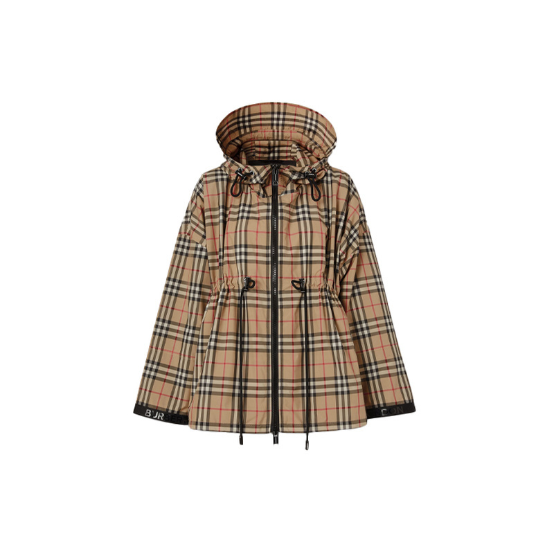 Burberry Hooded Drawstring Slim Fit Jacket Women's Collection Beige