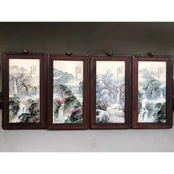 Antiques and miscellaneous handicrafts, mahogany inlaid miscellaneous pieces, old porcelain plates, porcelain paintings, pastel landscapes, four screen hangings