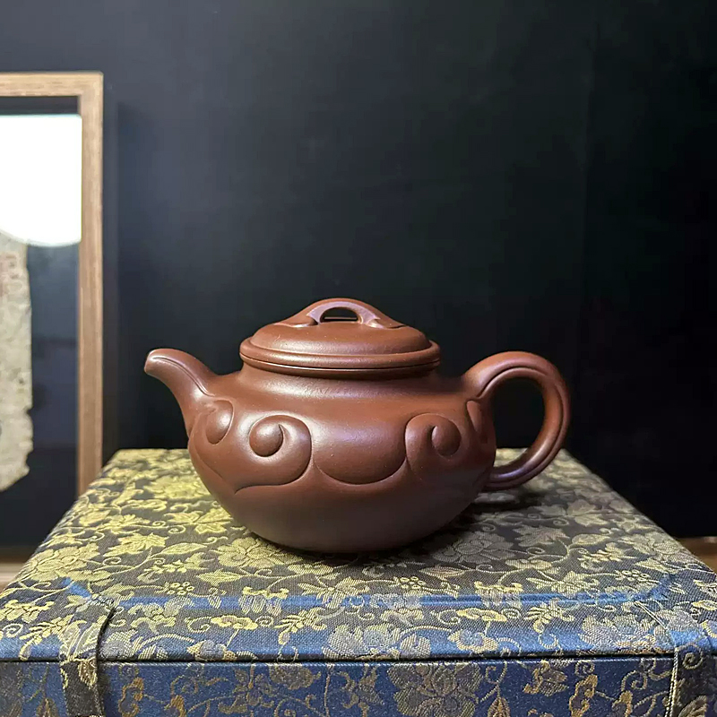 中国古玩　辰砂釉　小壺 李小龙仿古如意精品纯手工泡茶紫砂壶精品茶壶原矿底槽清375cc